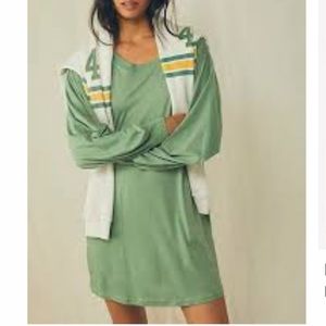 Free People tatum long sleeve mini dress in green